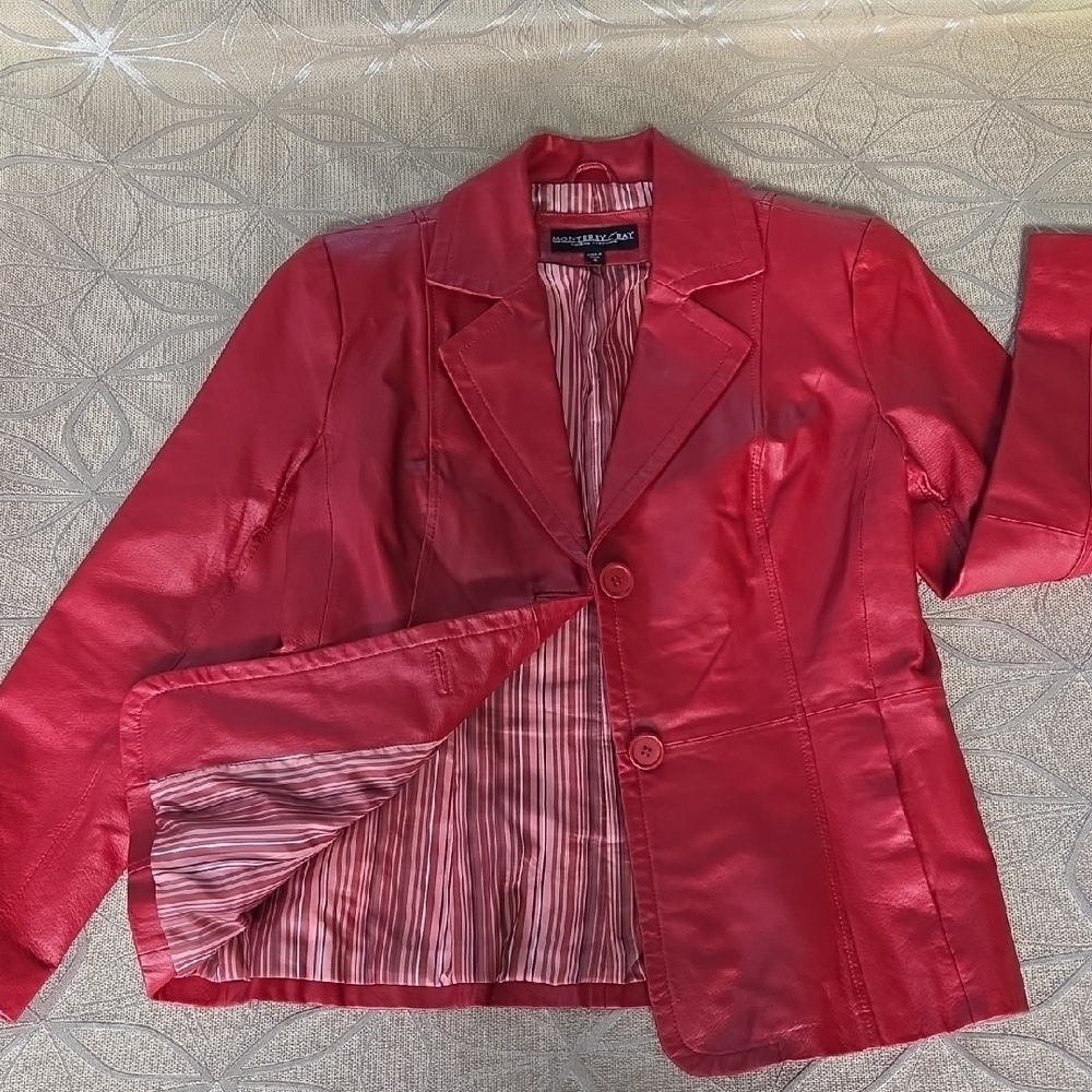 Monterey Bay, Vintage Red Leather Jacket!